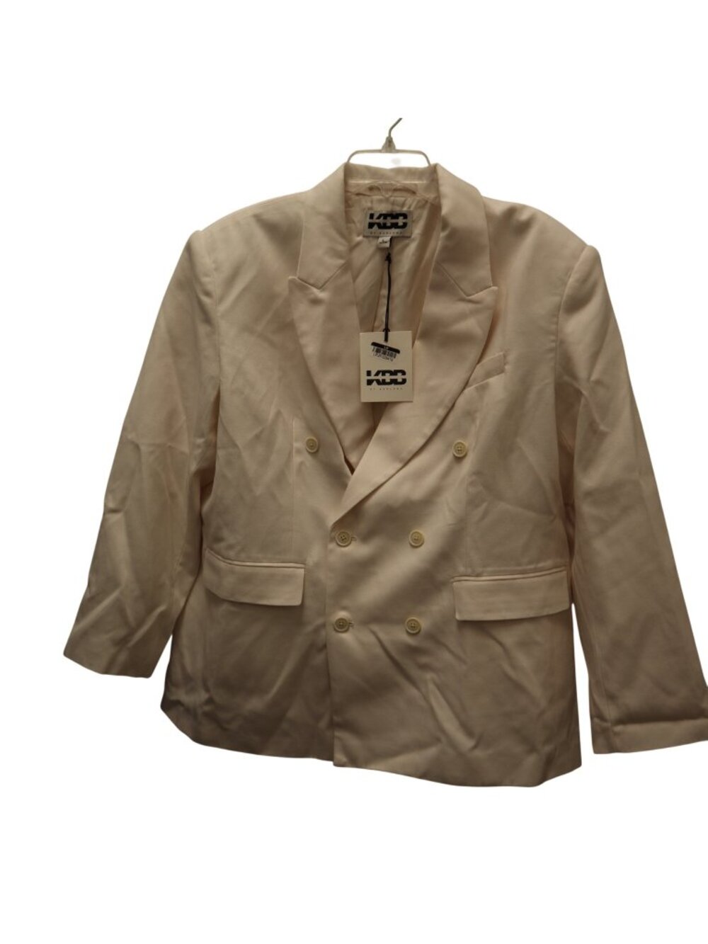 K-267 KBB Women's Size Large Double-Breasted Cream Blazer